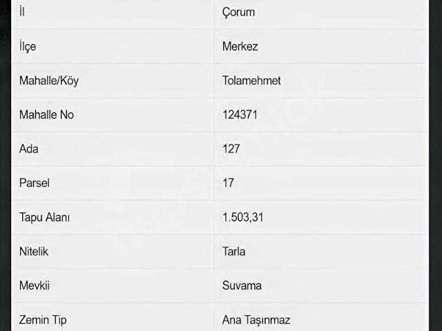 Tolamehmet, Çorum Merkez içerisinde satılık Arsa