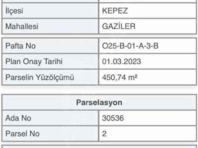 Kepez, Antalya içerisinde satılık Arsa