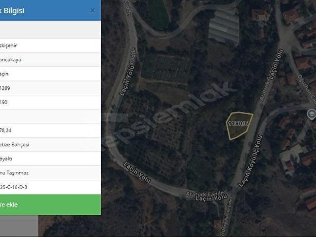 Laçin, Sarıcakaya içerisinde satılık Arsa