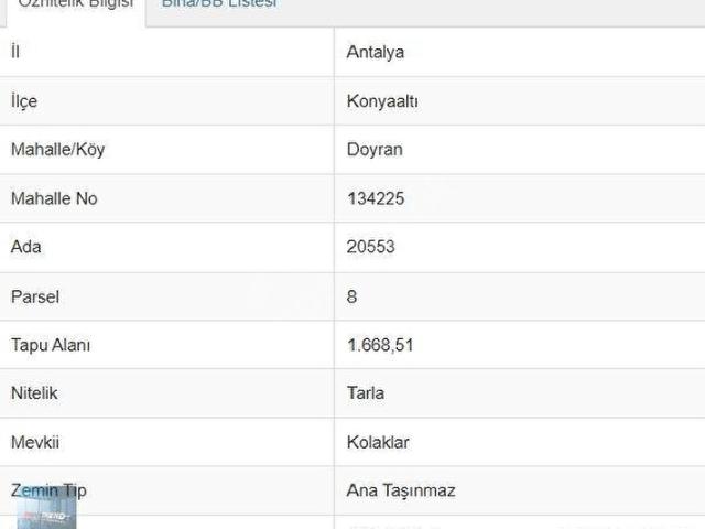 Geyikbayırı, Konyaaltı içerisinde satılık Arsa