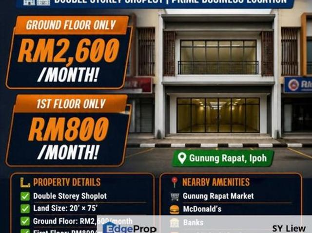 Shop for rent in Majlis Bandaraya Ipoh, Kinta
