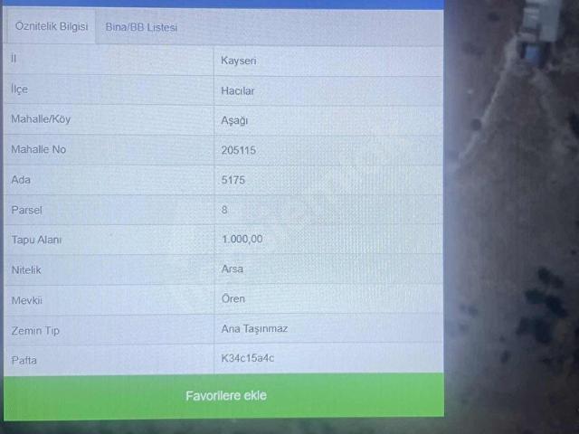 Hacilar, Kayseri içerisinde satılık Arsa