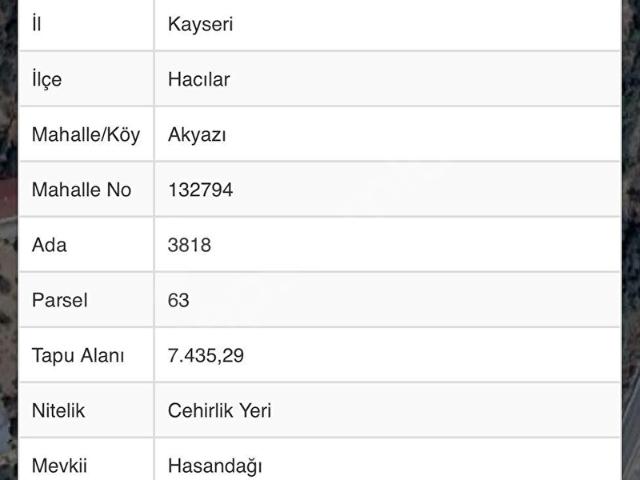 Hacilar, Kayseri içerisinde satılık Arsa