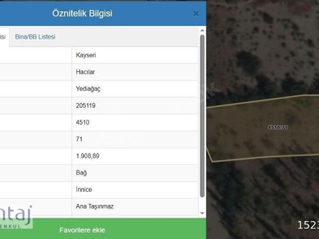 Hacilar, Kayseri içerisinde satılık Arsa
