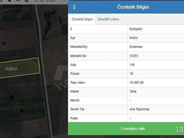 İnönü, Eskişehir içerisinde satılık Arsa
