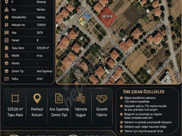 Çiftlik, Aksaray Merkez içerisinde satılık Arsa