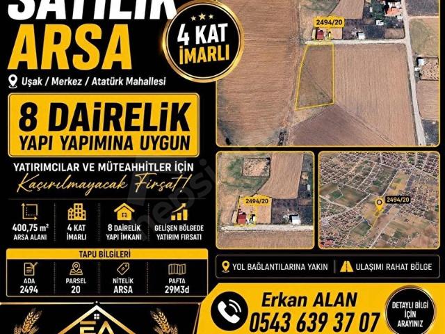 Atatürk Mahallesi, Uşak Merkez içerisinde satılık Arsa