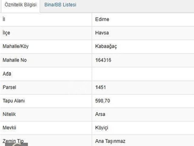 Kabaağaç, Havsa içerisinde satılık Arsa