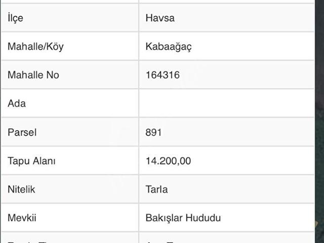 Havsa, Edirne içerisinde satılık Arsa