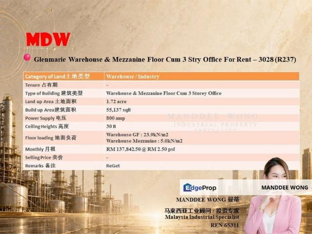 Warehouse for rent in Petaling, Alam Impian