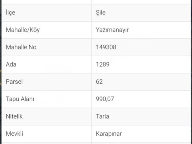 Yazımanayır Mahallesi, Şile içerisinde satılık Arsa