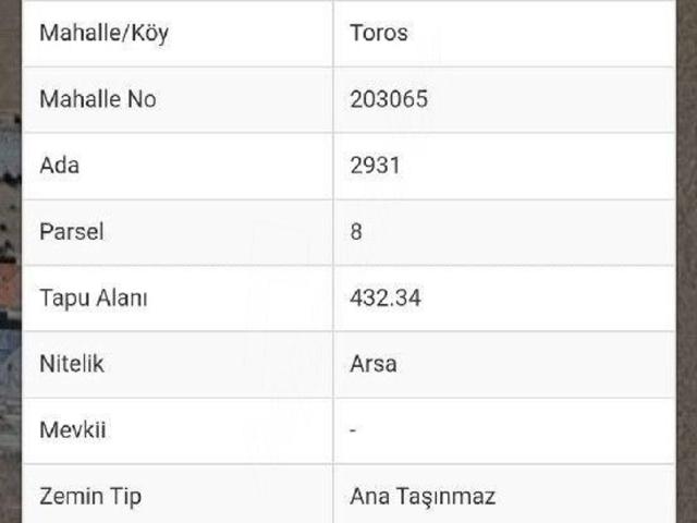 Toros Mah., Ereğli içerisinde satılık Arsa