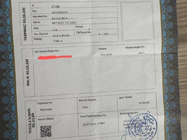 İzmir Merkez içerisinde satılık Tarla İzmir Merkez içerisinde satılık Tarla