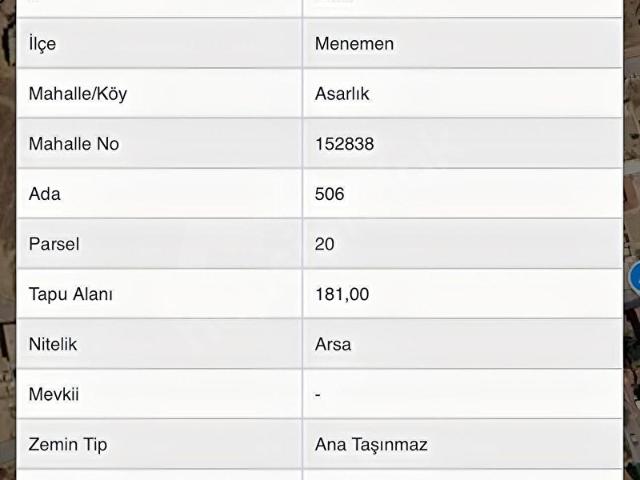 Asarlık, Menemen içerisinde satılık Arsa