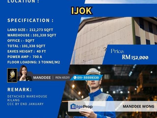 Warehouse for rent in Ijok, Selangor