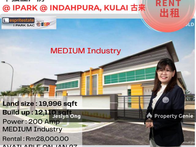 Warehouse for rent in i-Park@Indahpura, Kulai