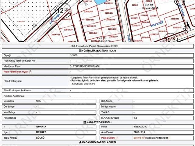 Gülcü Mahallesi, Isparta Merkez içerisinde satılık Arsa