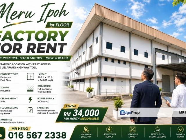 Warehouse for rent in Perak, Tanjong Ipoh