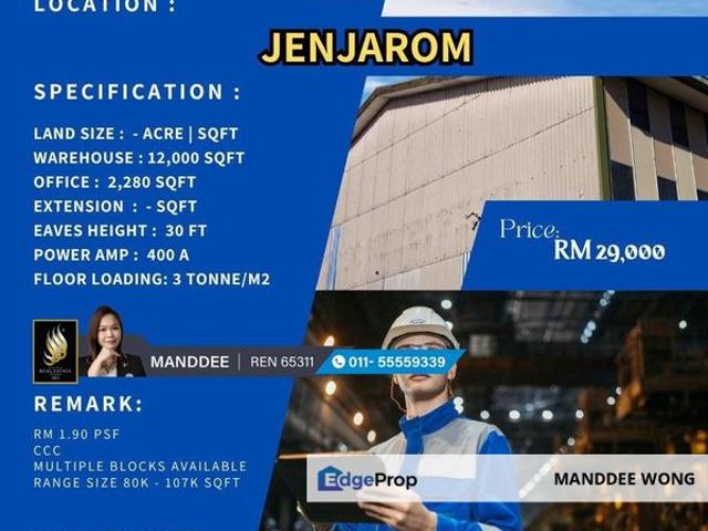 Warehouse for rent in Jenjarom, Selangor
