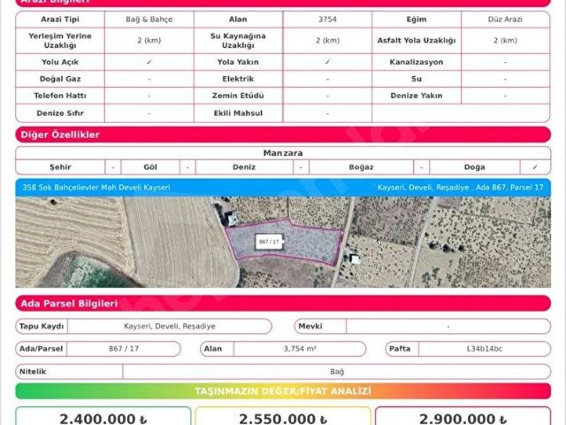 Develi, Kayseri içerisinde satılık Arsa
