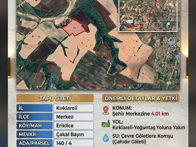 Eriklice, Kırklareli Merkez içerisinde satılık Arsa