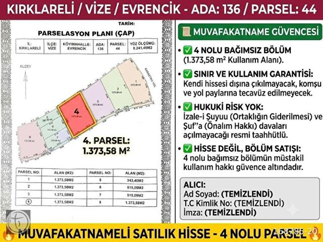 Evrencik, Vize içerisinde satılık Arsa