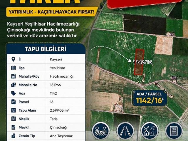 Yeşilhisar, Kayseri içerisinde satılık Arsa