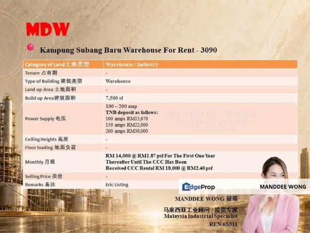 Warehouse for rent in Petaling, Alam Impian