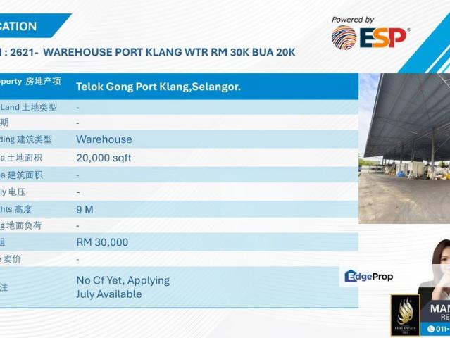 Warehouse for rent in Port Klang, Selangor