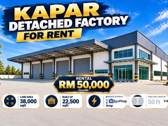 Warehouse for rent in Kapar, Bandaraya Klang