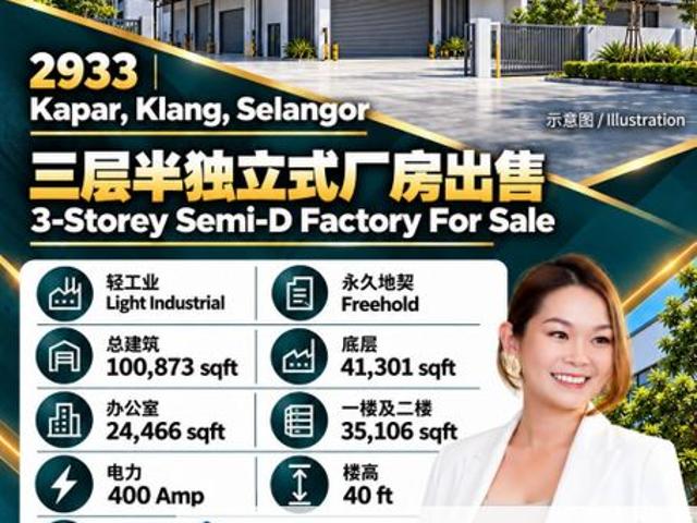 Warehouse for sale in Kapar, Bandaraya Klang