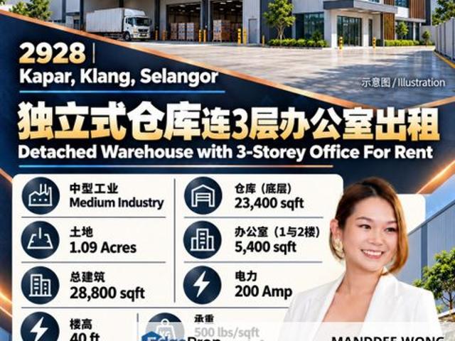 Warehouse for rent in Kapar, Bandaraya Klang