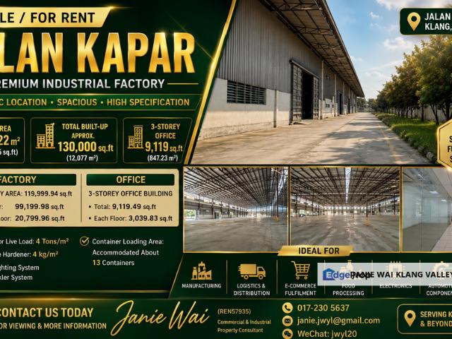 Warehouse for rent in Port Klang, Selangor