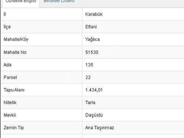 Eflani, Karabük içerisinde satılık Arsa