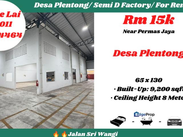 Warehouse for rent in Kediaman Kakitangan Daerah JKR Johor Bahru, Iskandar Puteri