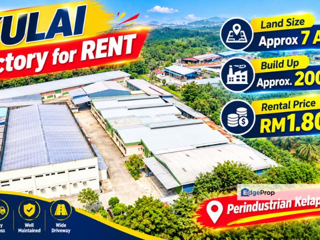 Warehouse for rent in Desa Perindustrian Kulai, Kulai