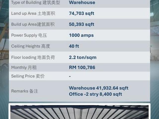 Warehouse for rent in Port Klang, Selangor
