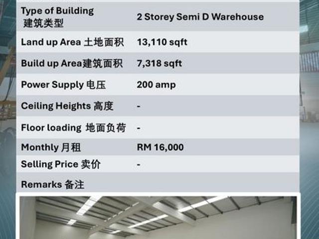 Warehouse for rent in Port Klang, Selangor