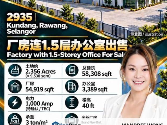Warehouse for sale in Rawang, Majlis Perbandaran Selayang
