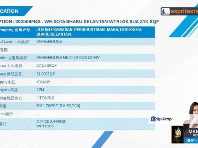 Warehouse for rent in Kelantan