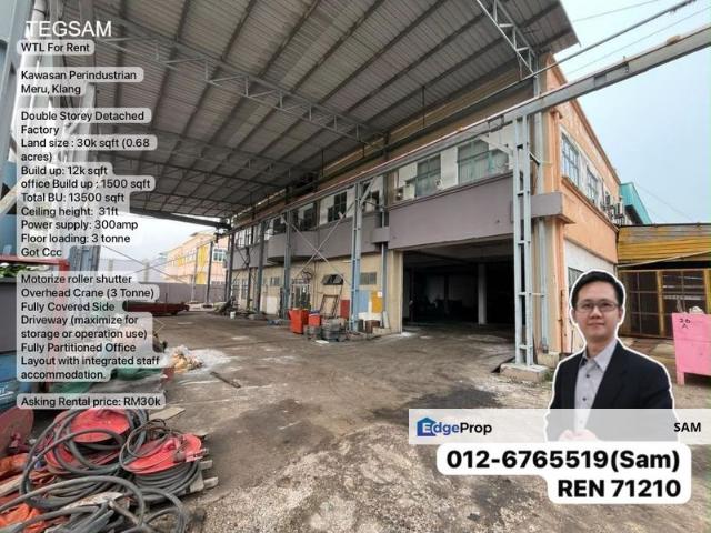 Warehouse for rent in Meru, Bandaraya Klang