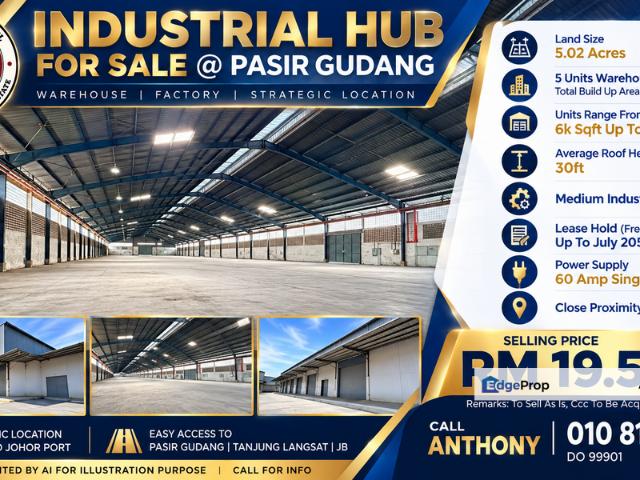 Warehouse for sale in Pasir Gudang, Johor Bahru