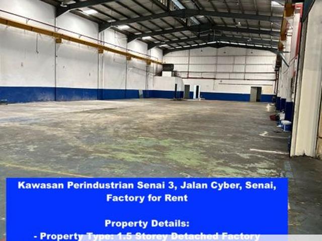 Warehouse for rent in Kulai, Johor