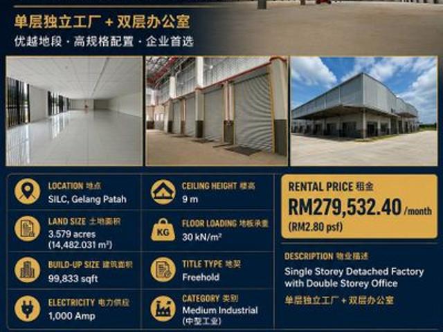 Warehouse for rent in Bukit Ledang, Johor