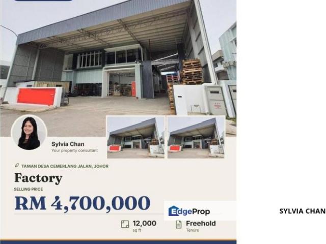 Warehouse for sale in Kampung Baru Ulu Tiram, Ulu Tiram