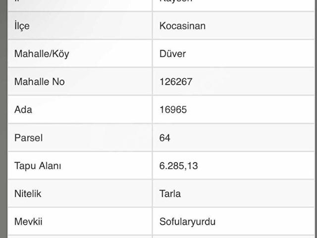 Kocasinan, Kayseri içerisinde satılık Arsa