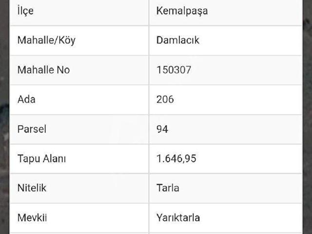 Kemalpaşa, İzmir içerisinde satılık Arsa