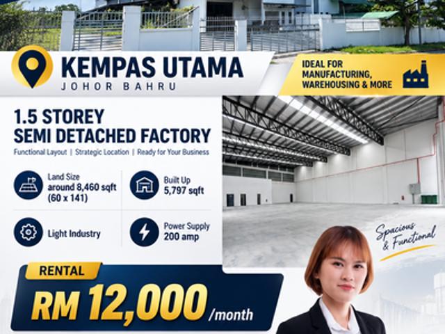 Warehouse for rent in Johore Bahru, Johor