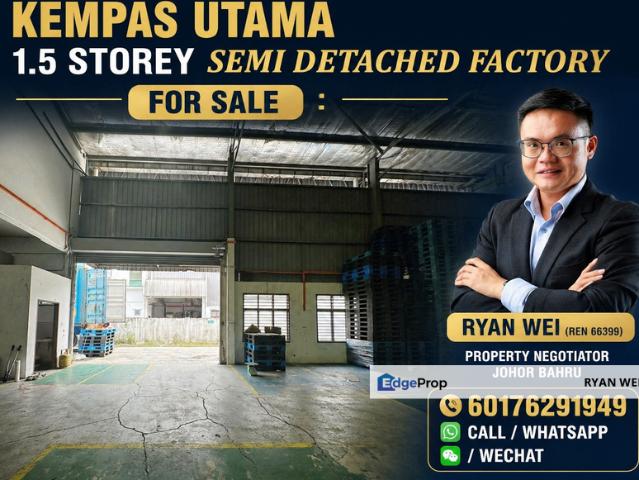 Warehouse for sale in Taman Kempas Utama, Johor Bahru