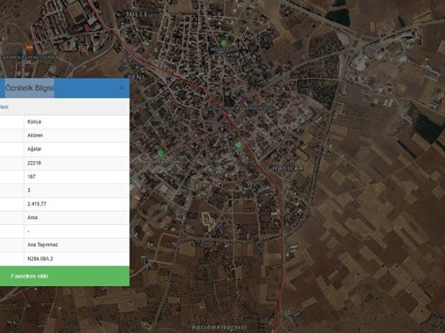 Ağalar, Akören içerisinde satılık Arsa